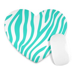 Blue Zebra Vibes Animal Print   Heart Mousepad by ConteMonfrey