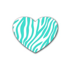 Blue Zebra Vibes Animal Print   Rubber Coaster (heart) by ConteMonfrey