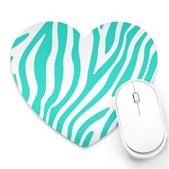 Blue Zebra Vibes Animal Print   Heart Mousepad by ConteMonfrey