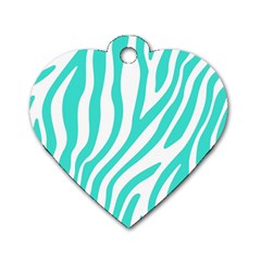 Blue Zebra Vibes Animal Print   Dog Tag Heart (one Side) by ConteMonfrey