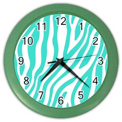 Blue Zebra Vibes Animal Print   Color Wall Clock by ConteMonfrey