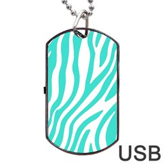 Blue Zebra Vibes Animal Print   Dog Tag Usb Flash (one Side) by ConteMonfrey