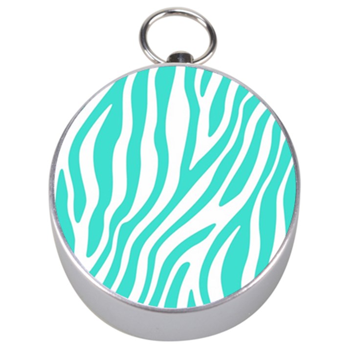 Blue Zebra Vibes Animal Print   Silver Compasses