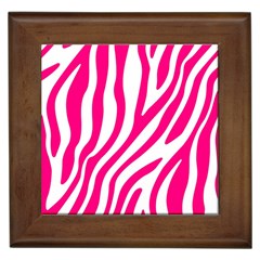 Pink Fucsia Zebra Vibes Animal Print Framed Tile by ConteMonfrey