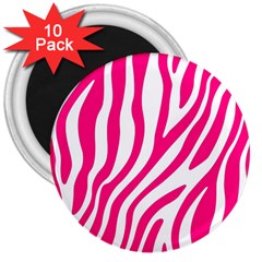 Pink Fucsia Zebra Vibes Animal Print 3  Magnets (10 Pack)  by ConteMonfrey