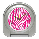 Pink Fucsia Zebra Vibes Animal Print Travel Alarm Clock Front