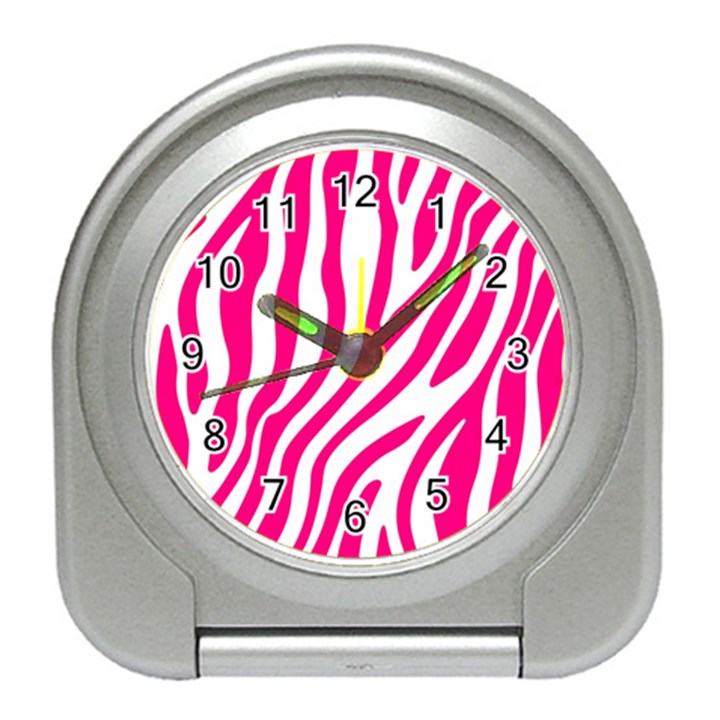 Pink Fucsia Zebra Vibes Animal Print Travel Alarm Clock