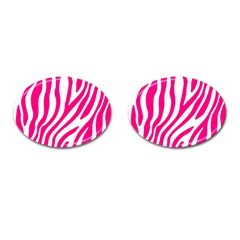 Pink Fucsia Zebra Vibes Animal Print Cufflinks (oval) by ConteMonfrey