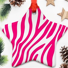 Pink Fucsia Zebra Vibes Animal Print Star Ornament (two Sides) by ConteMonfrey