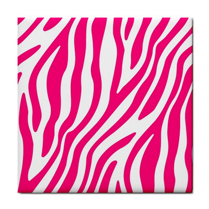 Pink Fucsia Zebra Vibes Animal Print Tile Coaster