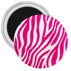 Pink Fucsia Zebra Vibes Animal Print 3  Magnets