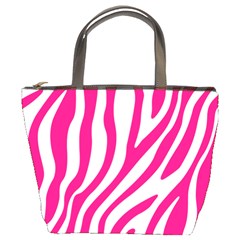 Pink Fucsia Zebra Vibes Animal Print Bucket Bag by ConteMonfrey