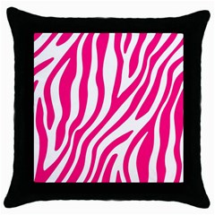 Pink Fucsia Zebra Vibes Animal Print Throw Pillow Case (black) by ConteMonfrey