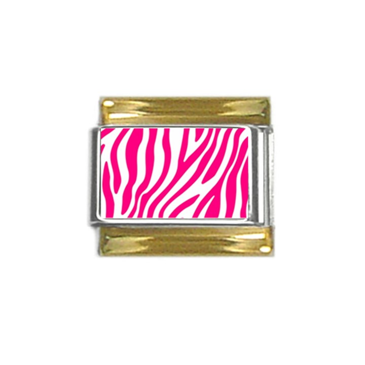 Pink Fucsia Zebra Vibes Animal Print Gold Trim Italian Charm (9mm)