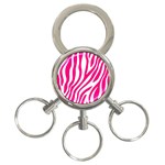 Pink Fucsia Zebra Vibes Animal Print 3-Ring Key Chain Front