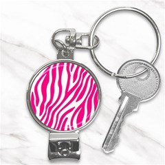 Pink Fucsia Zebra Vibes Animal Print Nail Clippers Key Chain by ConteMonfrey