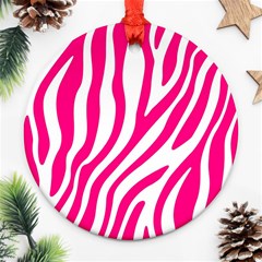 Pink Fucsia Zebra Vibes Animal Print Ornament (round) by ConteMonfrey