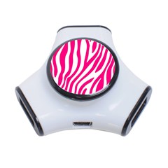 Pink Fucsia Zebra Vibes Animal Print 3-port Usb Hub by ConteMonfrey