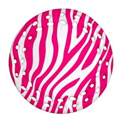 Pink Fucsia Zebra Vibes Animal Print Ornament (round Filigree) by ConteMonfrey