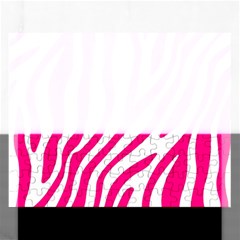 Pink Fucsia Zebra Vibes Animal Print Rectangular Jigsaw Puzzl by ConteMonfrey