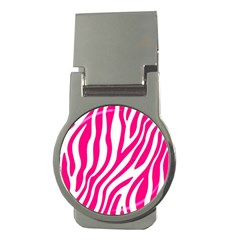 Pink Fucsia Zebra Vibes Animal Print Money Clips (round)  by ConteMonfrey