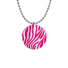 Pink Fucsia Zebra Vibes Animal Print 1  Button Necklace by ConteMonfrey