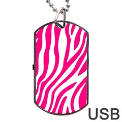 Pink Fucsia Zebra Vibes Animal Print Dog Tag Usb Flash (two Sides) by ConteMonfrey