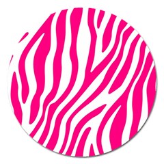 Pink Fucsia Zebra Vibes Animal Print Magnet 5  (round) by ConteMonfrey