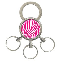 Pink Fucsia Zebra Vibes Animal Print 3-ring Key Chain by ConteMonfrey