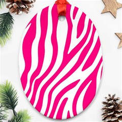 Pink Fucsia Zebra Vibes Animal Print Oval Ornament (two Sides) by ConteMonfrey