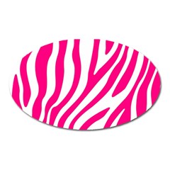 Pink Fucsia Zebra Vibes Animal Print Oval Magnet by ConteMonfrey