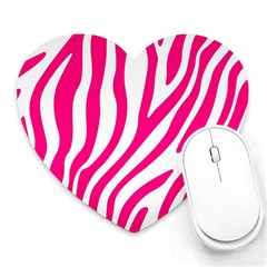 Pink Fucsia Zebra Vibes Animal Print Heart Mousepad by ConteMonfrey