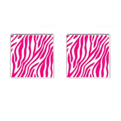 Pink Fucsia Zebra Vibes Animal Print Cufflinks (square) by ConteMonfrey