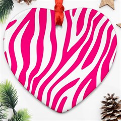 Pink Fucsia Zebra Vibes Animal Print Heart Ornament (two Sides) by ConteMonfrey