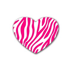 Pink Fucsia Zebra Vibes Animal Print Rubber Coaster (heart) by ConteMonfrey