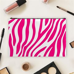 Pink Fucsia Zebra Vibes Animal Print Cosmetic Bag (large) by ConteMonfrey