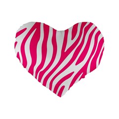 Pink Fucsia Zebra Vibes Animal Print Standard 16  Premium Flano Heart Shape Cushions by ConteMonfrey