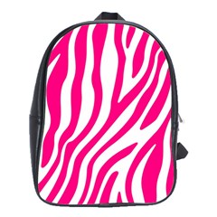 Pink Fucsia Zebra Vibes Animal Print School Bag (large) by ConteMonfrey