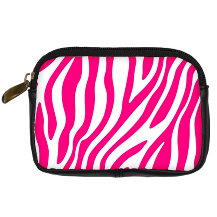 Pink Fucsia Zebra Vibes Animal Print Digital Camera Leather Case