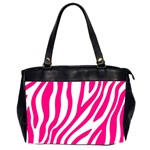 Pink Fucsia Zebra Vibes Animal Print Oversize Office Handbag (2 Sides) Front