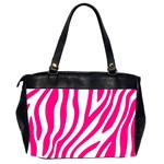 Pink Fucsia Zebra Vibes Animal Print Oversize Office Handbag (2 Sides) Back