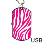 Pink Fucsia Zebra Vibes Animal Print Dog Tag USB Flash (Two Sides) Front