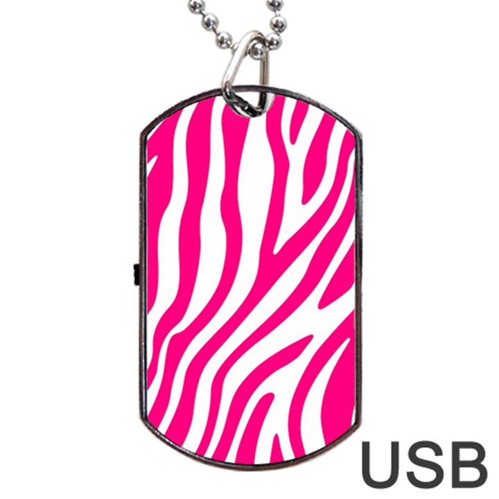 Pink Fucsia Zebra Vibes Animal Print Dog Tag USB Flash (Two Sides)