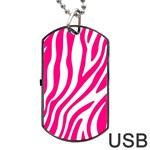 Pink Fucsia Zebra Vibes Animal Print Dog Tag USB Flash (Two Sides) Back