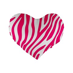 Pink Fucsia Zebra Vibes Animal Print Standard 16  Premium Heart Shape Cushions by ConteMonfrey