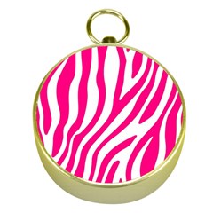 Pink Fucsia Zebra Vibes Animal Print Gold Compasses by ConteMonfrey