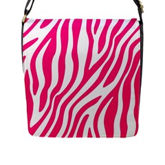 Pink Fucsia Zebra Vibes Animal Print Flap Closure Messenger Bag (l) by ConteMonfrey