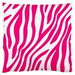 Pink Fucsia Zebra Vibes Animal Print Large Premium Plush Fleece Cushion Case (Two Sides) Back