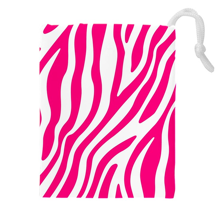 Pink Fucsia Zebra Vibes Animal Print Drawstring Pouch (4XL)