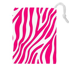 Pink Fucsia Zebra Vibes Animal Print Drawstring Pouch (4xl) by ConteMonfrey